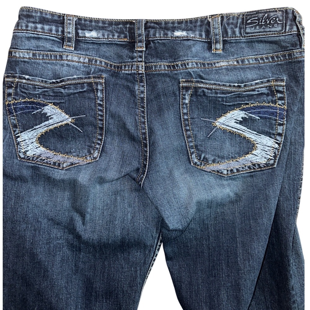 Silver Jeans Lola Bootcut Dark Wash Distressed Denim Jeans 36x31 L1515SFD491 - Picture 5 of 5